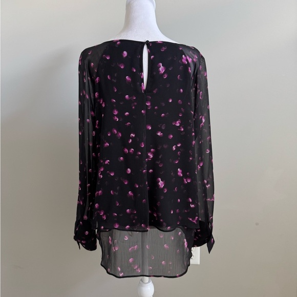 Apt. 9 Black and Purple Layered Blouse with Sheer Sleeves - Picture 3 of 7